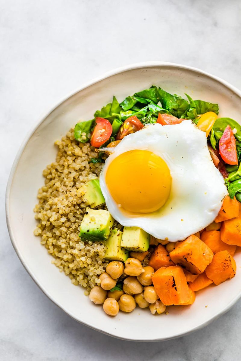 Savory Breakfast Bowl With Quinoa And Soft-Cooked Egg