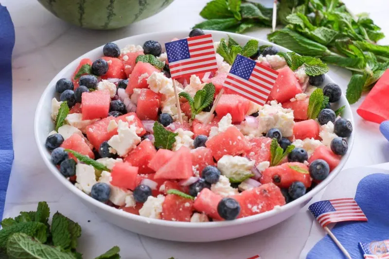 Watermelon Feta Flag Salad