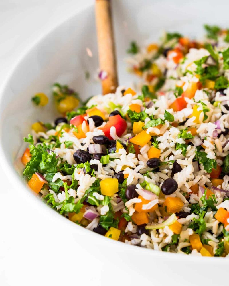 Garden Salad + Rice And Beans + Orange Slices