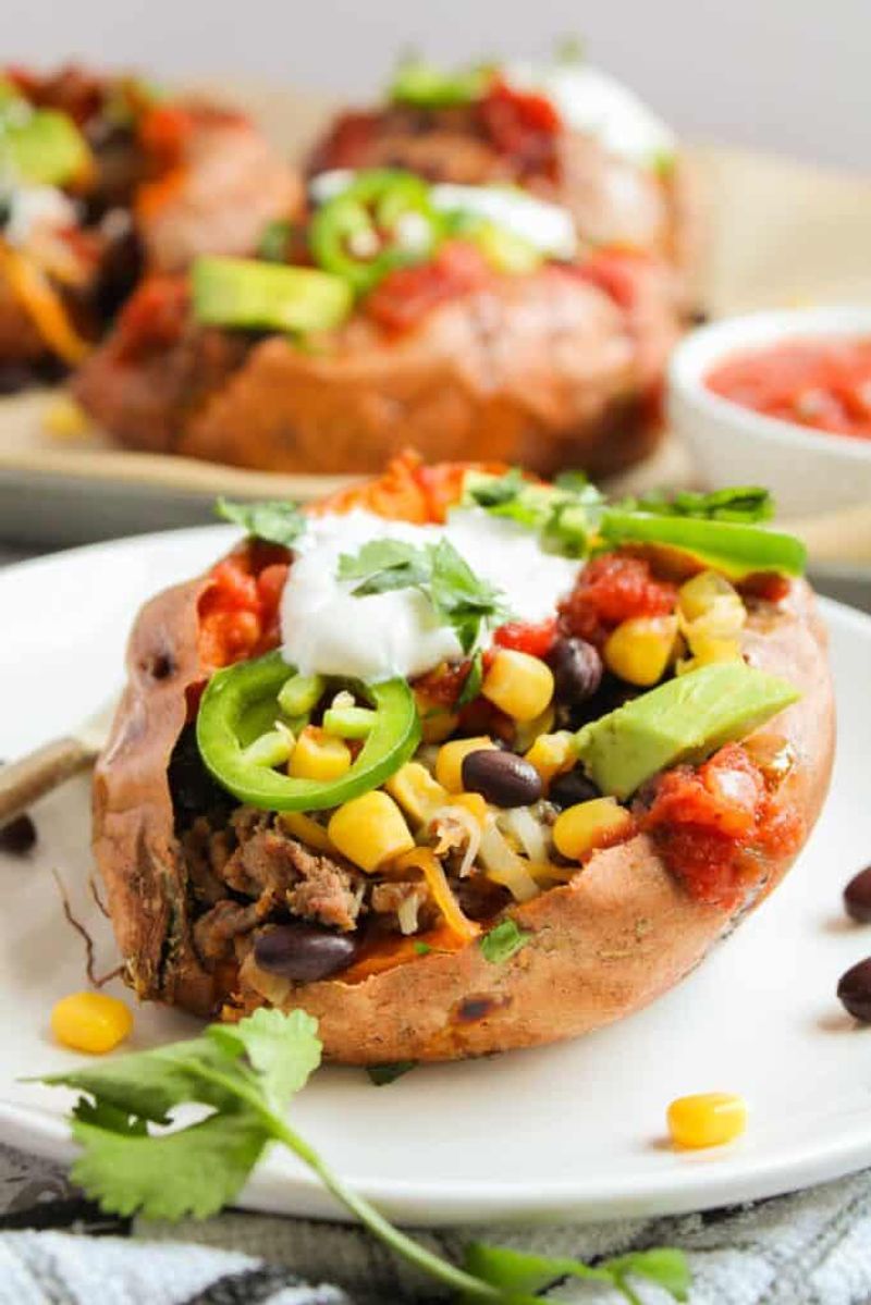 Baked Potato With Salsa And Beans