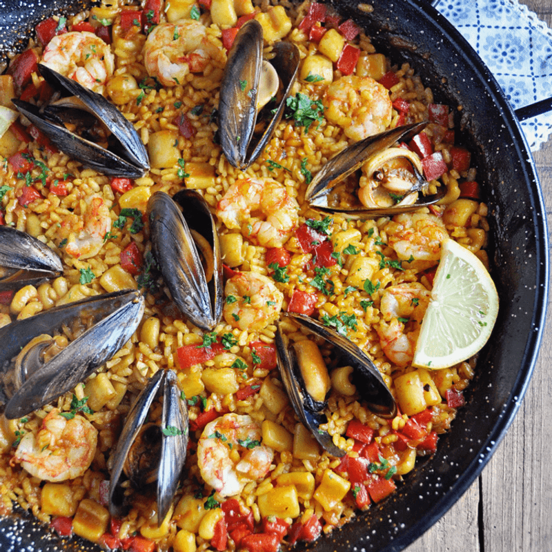 Spanish Chorizo And Seafood Paella