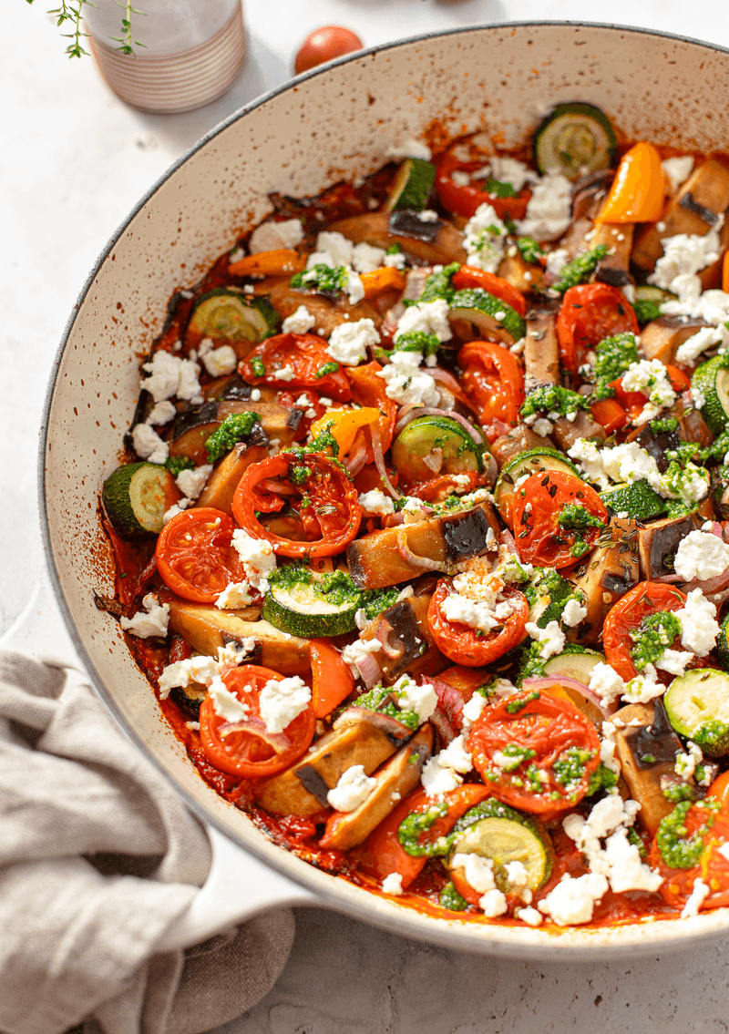 Roasted Ratatouille With Goat Cheese