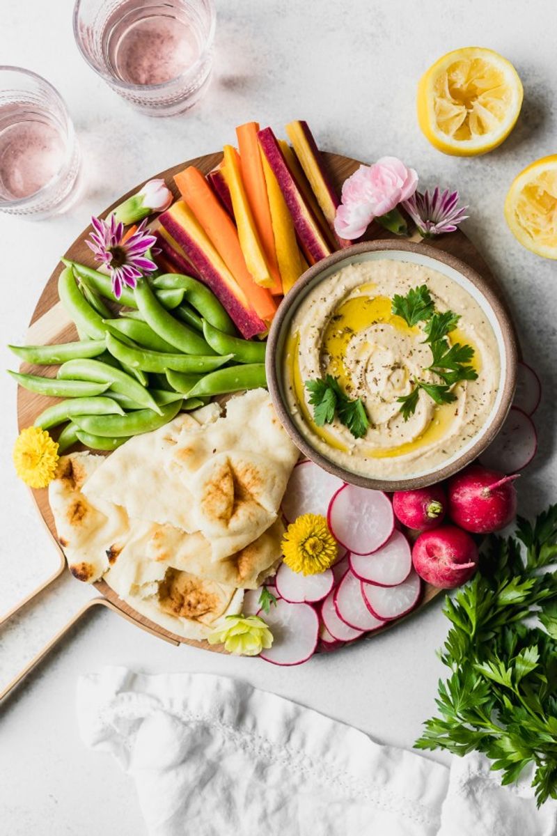 Hummus Plate With Veggies And Pita
