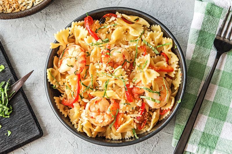 Lemony Tomato And Shrimp Farfalle
