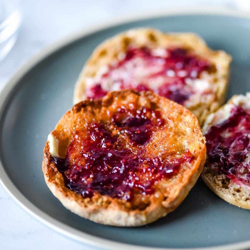 Buttered English Muffin With Jam