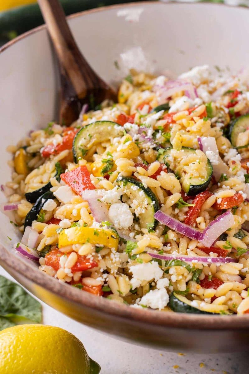 Lemon Orzo With Roasted Vegetables And Feta