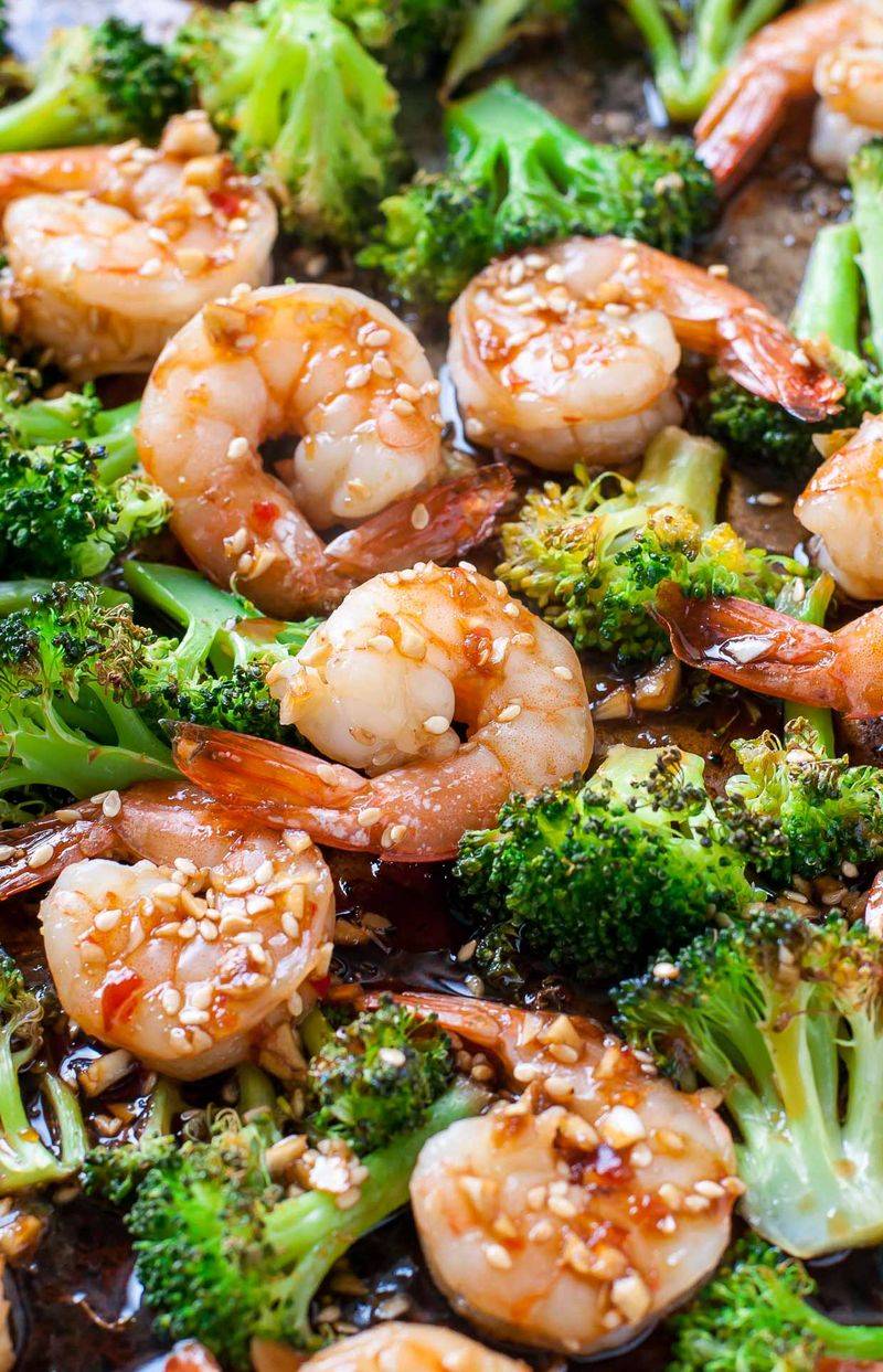 Shrimp And Broccoli Sheet Pan Bake