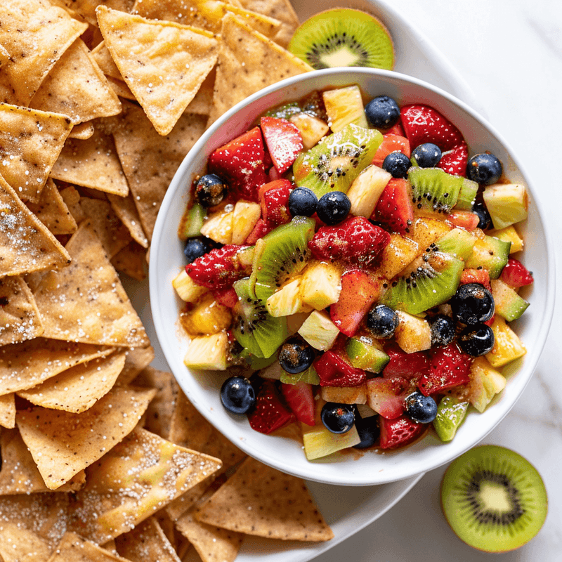Tropical Fruit Salsa With Cinnamon Chips