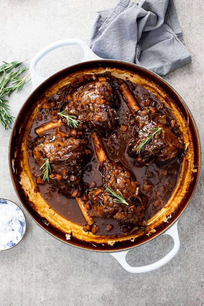Rosemary Garlic Braised Lamb Shanks