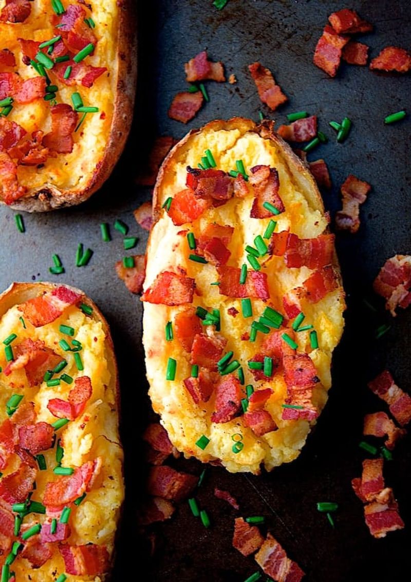 Twice-Baked Potatoes With Bacon And Cheddar