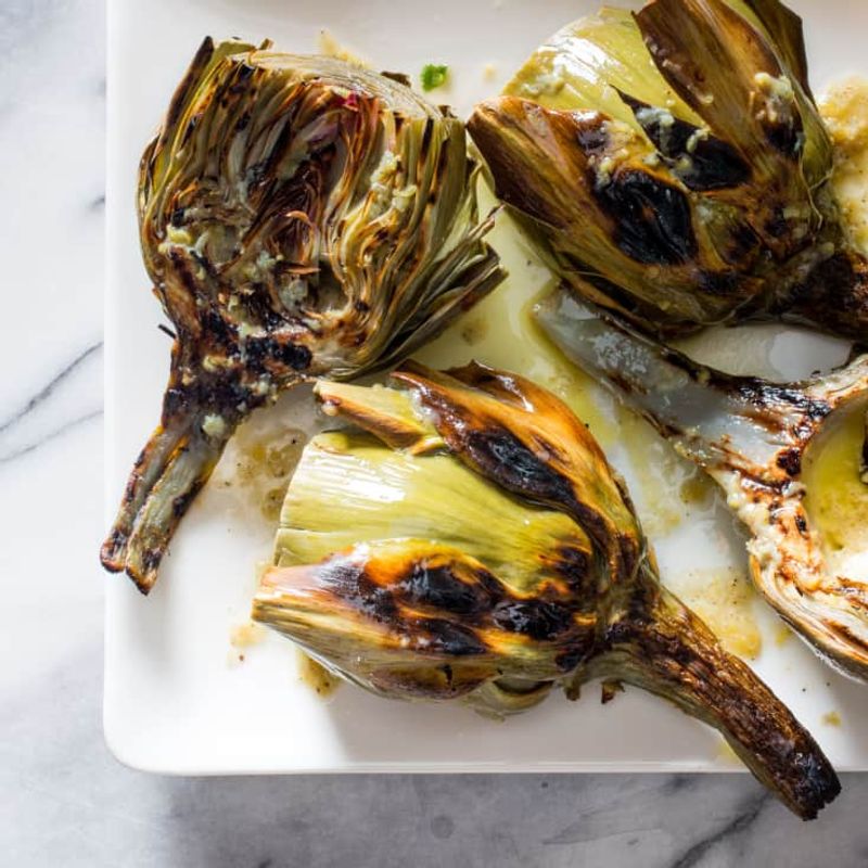 Grilled Artichoke Halves With Garlic Butter