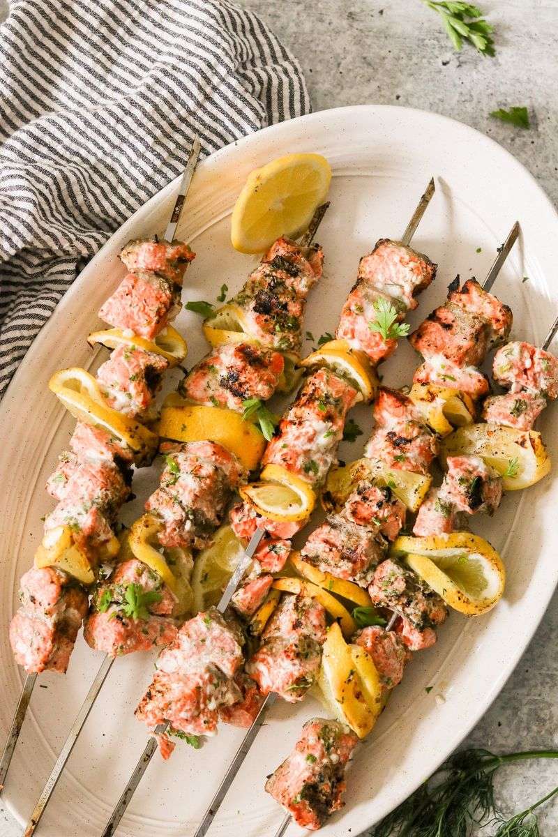 Salmon Kabobs With Seasonal Fruit
