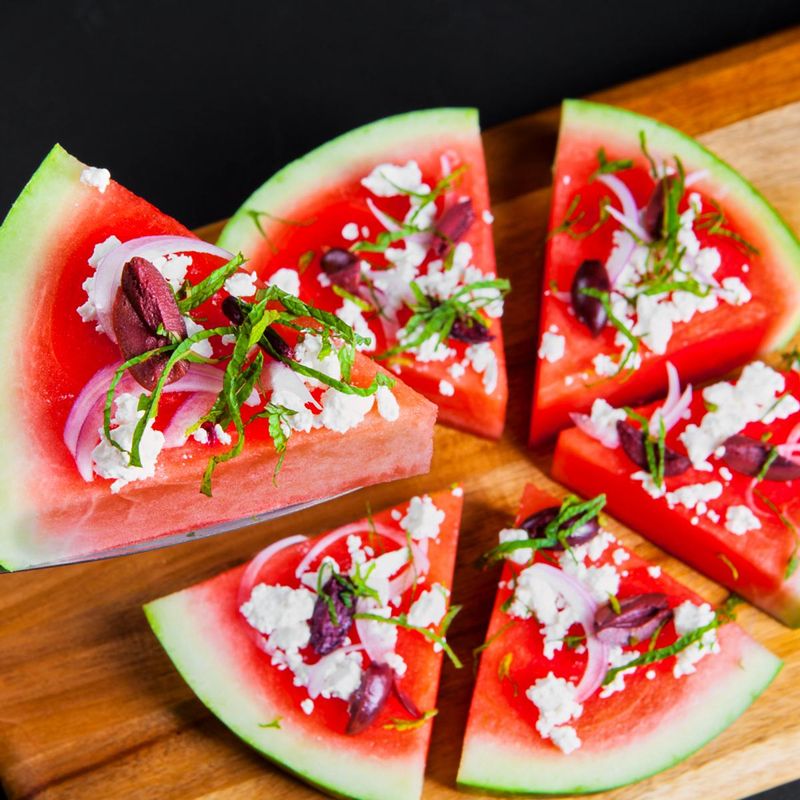 Watermelon Pizza With Feta And Mint