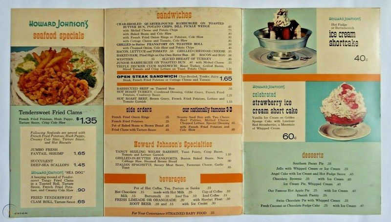 Howard Johnson’s Family Restaurant Menu