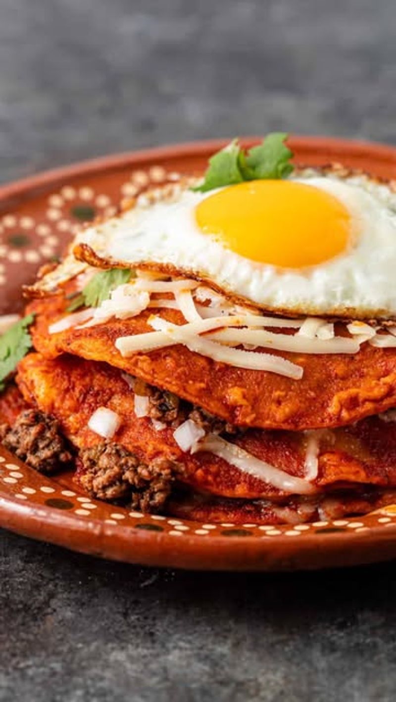 Stacked Enchilada (Enchilada Montada) With Egg