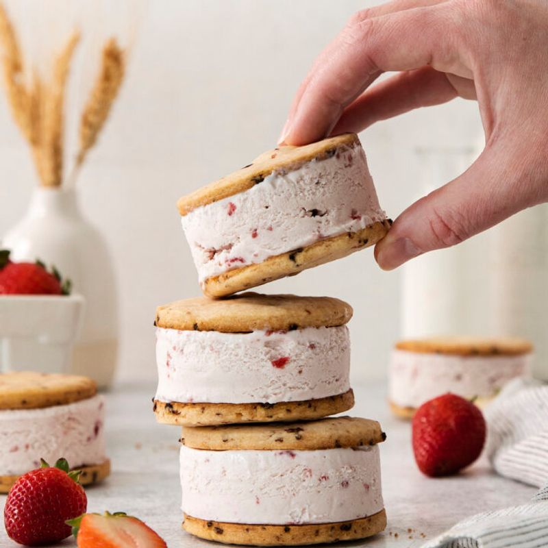Ice Cream Sandwiches & Strawberry Milk