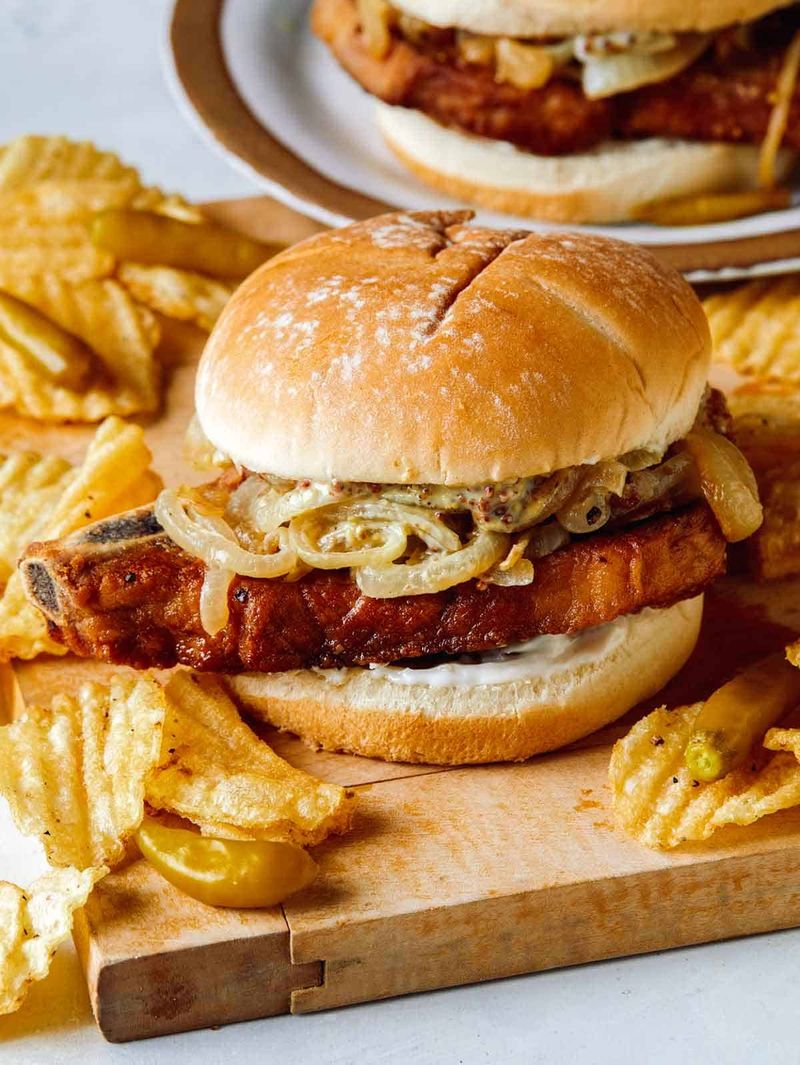 Smothered Pork Chop Sandwich