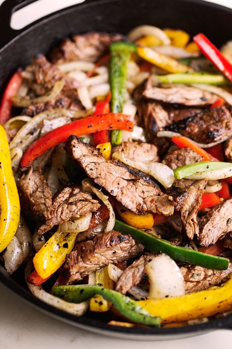 Sizzling Fajitas On A Skillet