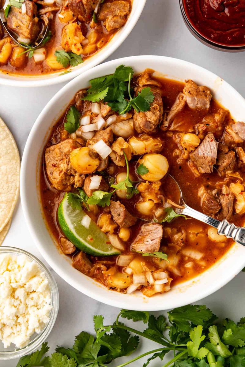 Green Or Red Chile With Beans And Posole