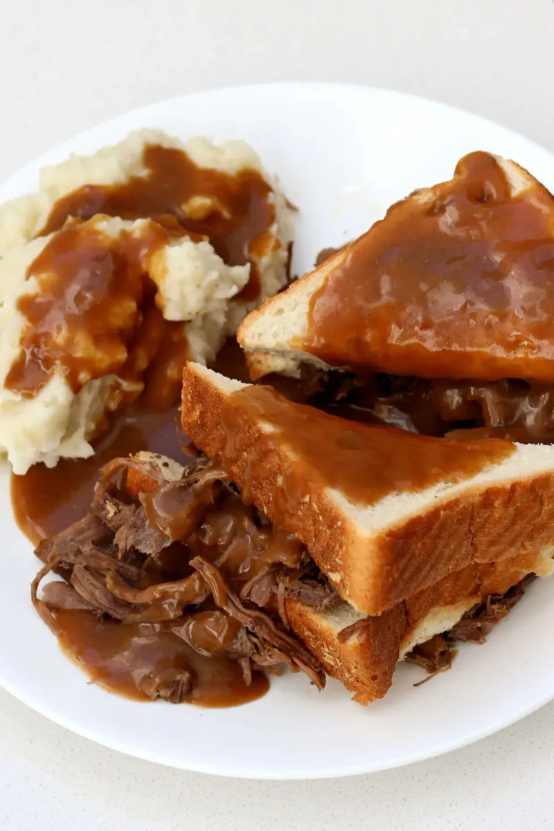 Hot Beef Sandwiches With Mashed Potatoes & Gravy