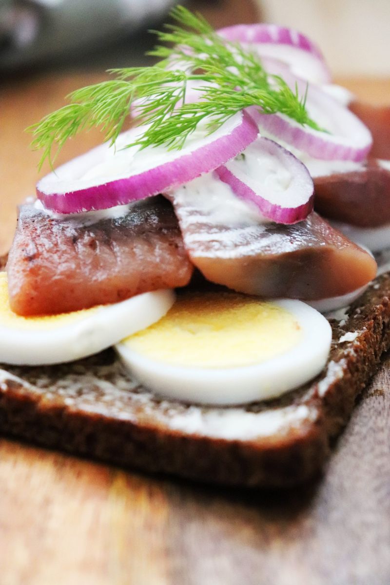 Cream Cheese And Pickled Herring Sandwich