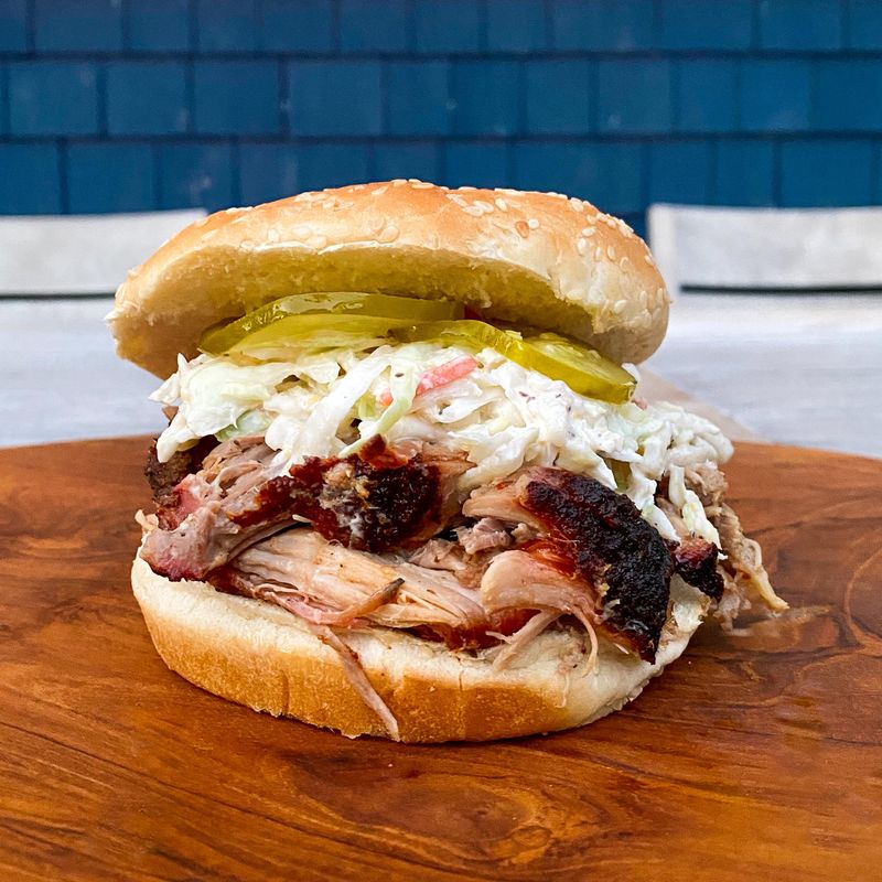 Barbecue Sandwich with Slaw On Top
