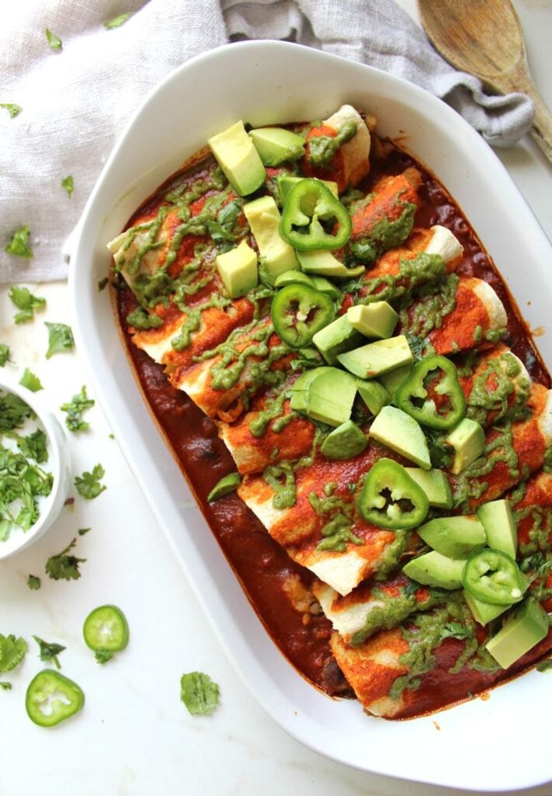 Corn Tortilla Enchiladas With Veggie Filling